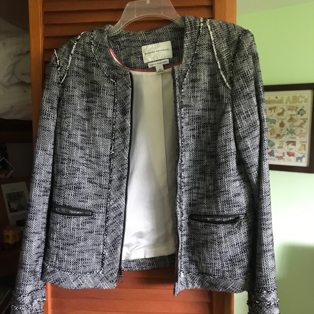 banana republic grey and black twill jacket